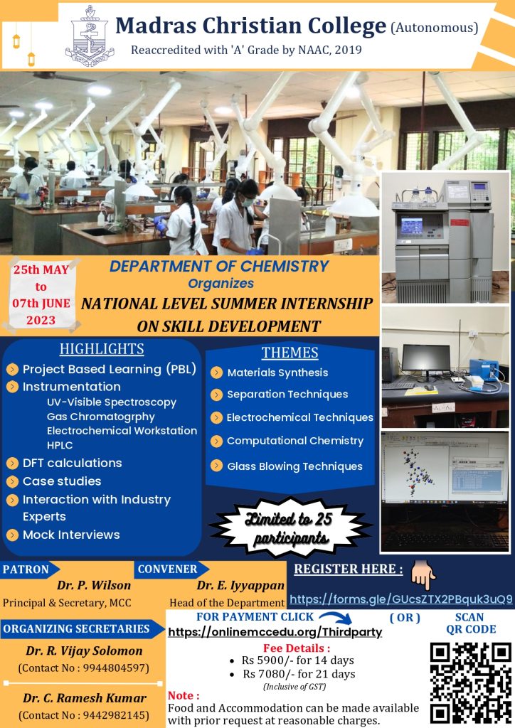 National Level Summer Internship on Skill Development to MCC